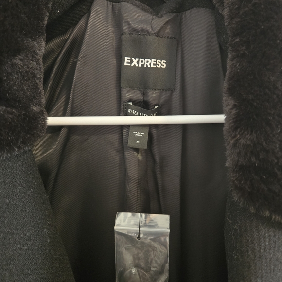 Express Men's Black Pea Coat - Picture 2 of 2